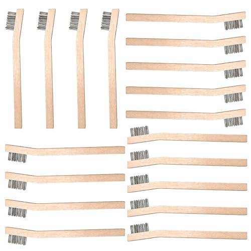 Image of Wood Handle Wire Scratch Brush Sets (18, 18Pack-7.8in Stainless Steel Small Wire Scratch Brushes with Beech Wood Handle)