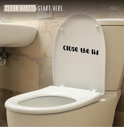 Image of MAZ DISTRIBUTIONS - Please Flush and Close the Lid - Vinyl Decal for Washroom - Waterproof Sticker for Mirror - Indoor & Outdoor Sticker for Window - Easy Use for Bedroom and Bathroom - MAZ 429