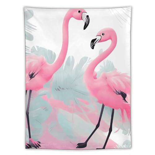 Tapisserie d'art abstrait flamant rose grand format avec crochets inclus