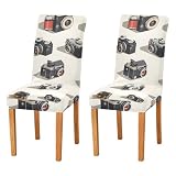 JUMBEAR Fundas para sillas de cámara para comedor, 2 unidades, fundas elásticas para sillas de cocina, extraíbles y lavables, protector de asiento decorativo