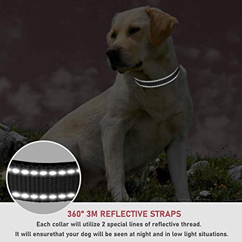 Reflective Dog Collar With Buckle Adjustable Safety Nylon Collars For Small Medium Large Dogs, Black S #TOP4
