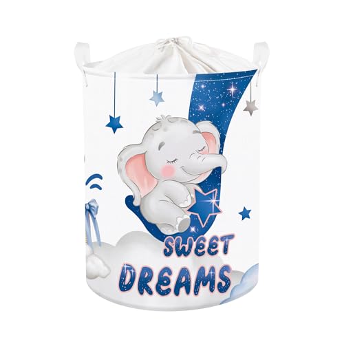 HUUMONSS Grande Cesta Ropa Sucia Bebe Animales Dormidos para Chico Chica Plegable Cestos Almacenaje Ropa Juguetes para Habitación Infantil Dormitorio, Elefante, 63L