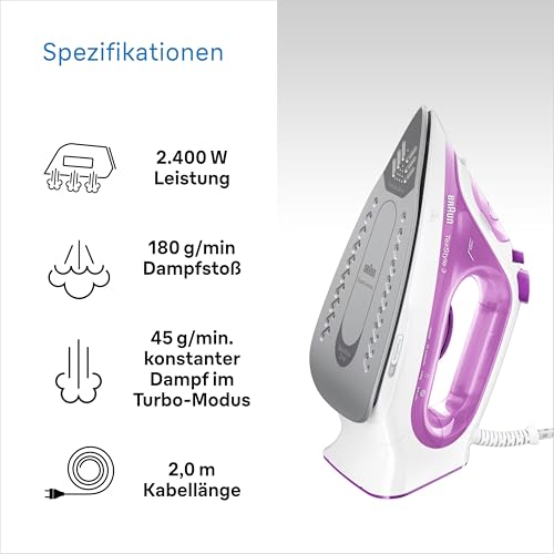 Braun TexStyle 3 SI 3030 PU Dampfbügeleisen - Bügeleisen mit FreeGlide 3D Bügelsohle, Selbstreinigungs Funktion, 2300 Watt… – Ansicht 4