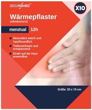 SEGURMED Wärmepflaster Wärmekissen Körperwärmer für Menstruation | Gegen Unterleibschmerzen | 10 Stück | Für Frauen | menstrual
