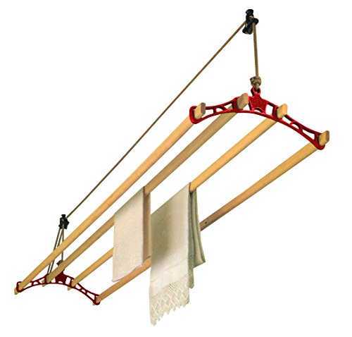 Sheila Maid ®, Original Indoor Ceiling Clothes Laundry Drying Airer Rack - 4 Rail - 57" (145cm) Long - Red Cast Iron