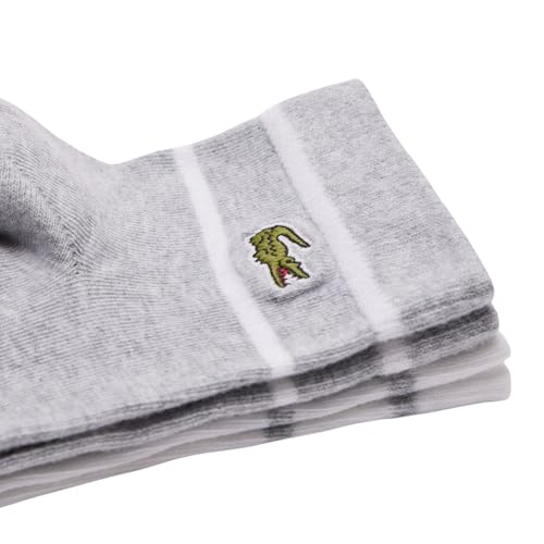 Lacoste Unisex 2-Pack Striped Socks, Grey Chine/White, 13-163