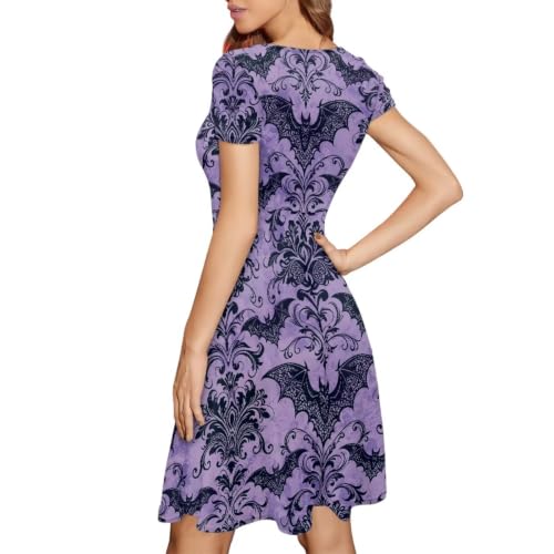 Image of POLERO Sunflower Dress for Women Floral Summer Dresses Short Sleeve Casual Sundresses Midi Dresses