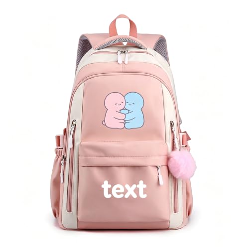 Mochila escolar personalizada resistente à água, bolsa de livros com nome personalizado, rosa, 16.5 Inches