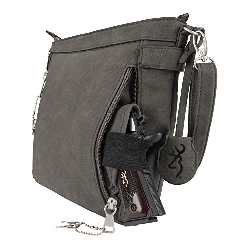 Browning Concealed Carry Purse, Premium Holstered Handbag With Safety Locking Option, Catrina (Charcoal) #TOP4