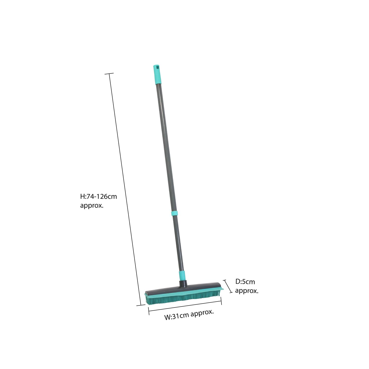 JVL Escoba Extensible de cerdas de Goma para Interiores con escobilla de Goma, Turquesa/Gris
