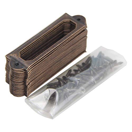 30 Pcs Metal Drawer Tag Label Holder Antrader Frame Pull Handles For Office Library File Drawer Cabinet Card Tag, With Screws, Red Copper 60Mm X 17Mm #TOP18