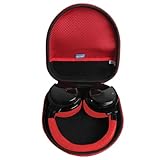 Anleo Hard Travel Case for Silensys E7 / PurelySound E7 / MOVSSOU E7 / COWIN E7 / Tapela E7 / Audonia E7 Active Noise Cancelling Bluetooth Headphones (Black+Red)