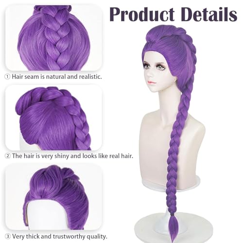 Cosplay Anime Wig, 39" All-in one Dark Purple Wig, Halloween Hair Costume Wigs for Women and Girl (D-purple-39in)4