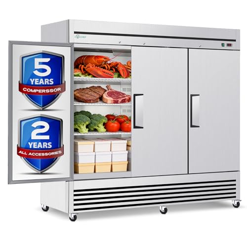 Commercial 3-Door Upright Stainless Steel Freezer