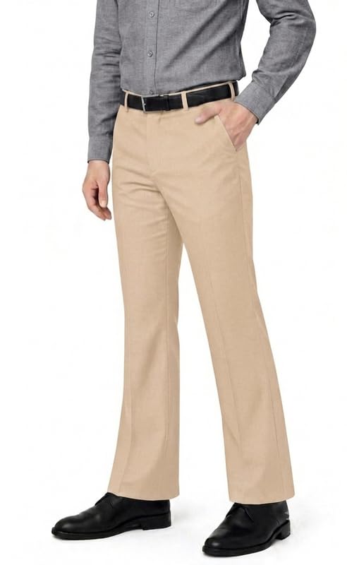 Generic Landon Street Men's Japanese Fabric Bell Bottom Ivory Cream - Image 1