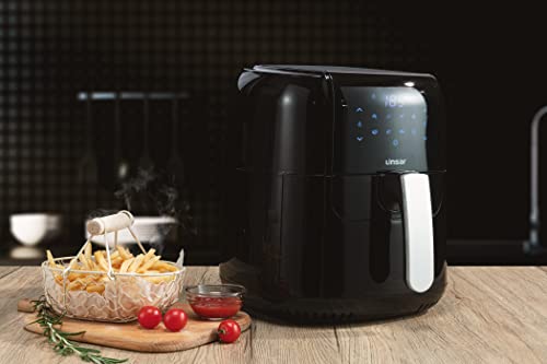 Linsar - Heißluftfritteuse 5,5L - Airfryer mit Timer, Warmhaltefunktion und Touchscreen - Temperatur frei wählbar - Energiesparender & schneller als Backöfen - 1400 Watt (Schwarz) – Bild 5