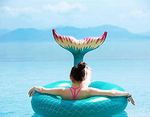 Jasonwell Giant Inflatable Mermaid Tail Pool Float With Fast Valves Summer Beach Swimming Pool Party Lounge Raft Decorations Toys For Adults Kids (Green) #TOP5