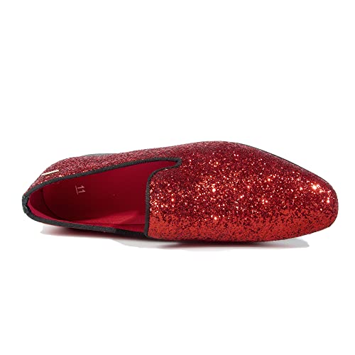 ALLY UNION MAKE FORCE Mens Glitter Loafers Dress Slip on Party Wedding Penny Smoking Sparkly Shoes3
