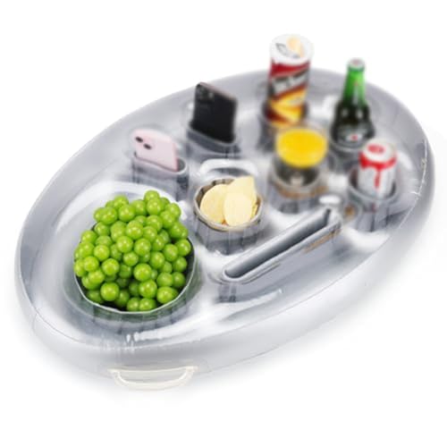 NbgrvB Soporte flotante para bebidas para piscina, para adultos, bandeja flotante inflable para bebidas, uso en barco, agua, 70 x 50 x 10 cm, sostiene bebidas, teléfonos, aperitivos, 0,6 mm de grosor