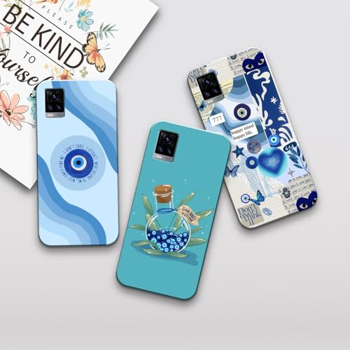 Image of COLORflow Back Cover Compatible with Vivo V20 | Evil Eye Charm Customized Back Cover Compatible with Vivo V20