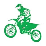 Stickers muraux en PVC Moto extrême Motocross Freestyle Vitesse 36x36.4cm Culture du tatouage Vert