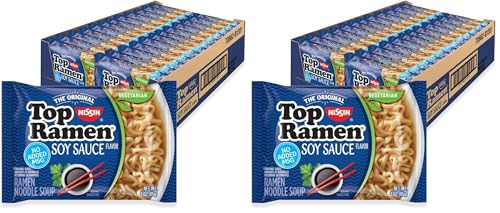 Image of Nissin Top Ramen Noodle Soup, Soy Sauce, 3 Ounce (Pack of 48)
