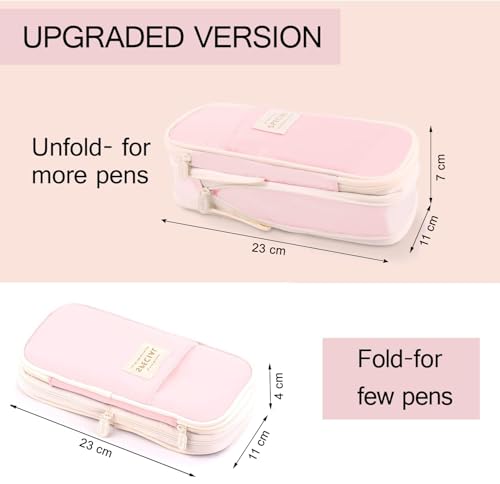 Image of INOVERA (LABEL) Polyester Pencil Pouch for Boys, Girls - School College Students Stationery Pen Holder Pouches (Pink)
