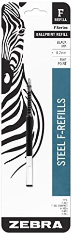 Zebra F-Series Ballpoint Stainless Steel Pen Refill, Fine Point, 0.7mm, Black Ink, 1-Count