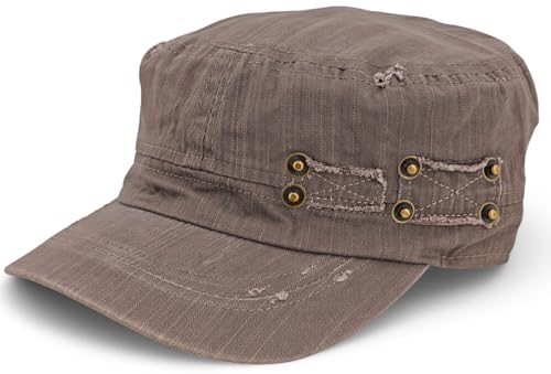 styleBREAKER Gorra Militar Unisex con Aspecto Vintage Desgastado | Gorra de Estilo Militar Ajustable de algodón | Gorra de Visera de Aspecto Usado para Hombres y Mujeres, Gris Pardo