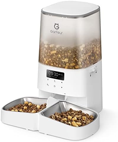 Garfeur Automatic Cat Feeders, Pet Food Dispenser with Memory Function, 21Cups/5L Timed Cat Feeder for Two Cats, 48 Portions 6 Meals Per Day for Cat and Dog, 2023 Upgrade