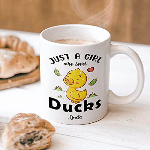 The Tea And Coffee House Just A Girl Who Loves Ducks Mug, Mug For Women, Girls, Funny Duck Gift Idea Kids, Unique Ceramic Daughter, Sister, Girlfriend, Bestie On Birthday, White, 11, 15Oz #TOP4