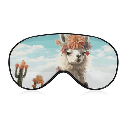 Image of Mexican Llama Cactus Sleep Mask, Ultra Soft Eye Mask for Sleeping with Adjustable Strap, Comfortable Lightweight Blindfold Eyeshade, Total Blackout Eye Cover for Night Sleep Travel Office Nap