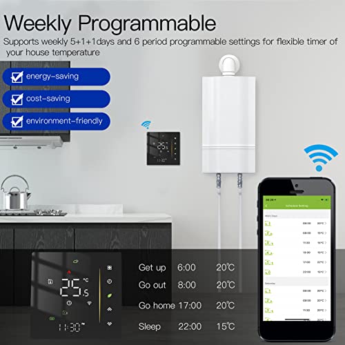 95 to 240V WiFi Smart Thermostat, Programmable Temperature Controller for Boiler Heating Black smart thermostat wifi thermostat smart thermostat for house