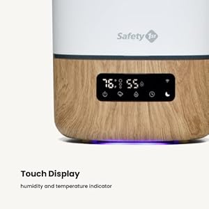 Safety 1st Connected Smart Humidifier — 1 Gallon (3.8L) Tank Size, Cool Mist Humidifier with Hygrometer and Nightlight, and Whisper Quiet for Baby Bedroom, Nursery, iOS and Android Compatible Safety 1st Connected Smart Humidifier–1 Gallon 38L Tank Size Cool Mist Humidifier with Hygrometer and Nightlight and Whisper Quiet for Baby Bedroom Nursery iOS and Android Compatible