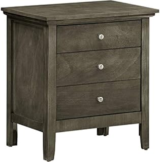 MAKLAINE Engineered Wooden 3 Drawer Nightstand in Gray Finish
