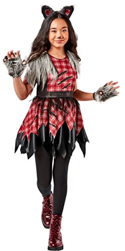 Disfraz completo de niña hombre lobo talla mediana