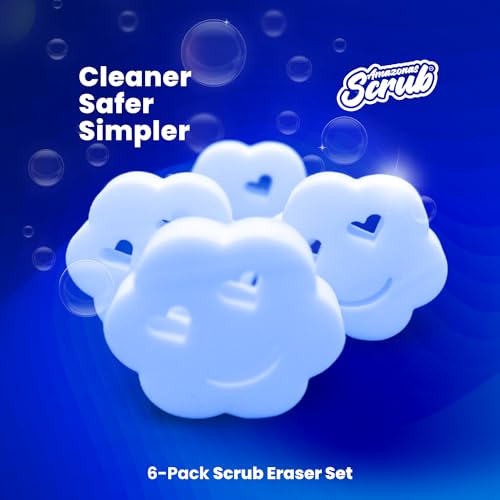 Image of Elevate Your Cleaning Game with Amazonas Scrub Eraser - The Magic Erasers. Clean effortlessly Without Toxic Chemicals, and say Goodbye to Stubborn Stains. (6 Count (Pack of 3)), White