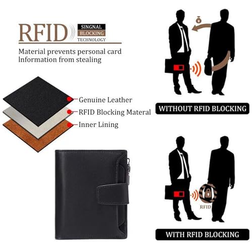 Leather Wallet Women Small : Large Capacity Rfid Blocking Bifold Wallets, Compact Card Holder Cash Wallet With ID Windows, Zipper Pocket3