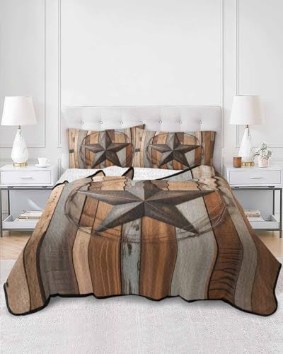 BaqwedCoSz Vintage Texas Star Quilts Bedding Set Queen Size Farmhouse