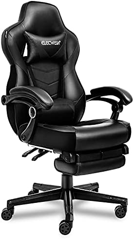 Gaming Chair for Adults Ergonomic Racing Style High Back Computer Chair with Footrest Headrest and Lumbar Support PU Leather 90-150 Degree Tilt
