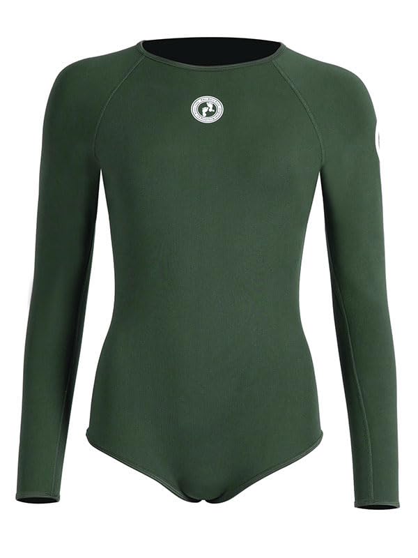 Two Bare Feet Women's 2mm Arabella Neoprene One-Piece Wetsuit – Premium Swim Suit for Surfing, Swimming, Scuba Diving & Water Sports, Flexible, Durable, Multiple Styles (Khaki Green, XXL)