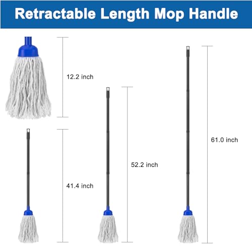 Kefanta Mop For Floor Cleaning,2 Pcs Cotton String Wet Mops Replacement Head Refill Compatible With Microfiber Cloth Mop & 0.8 Inch Diameter Mop Handle thumb #5