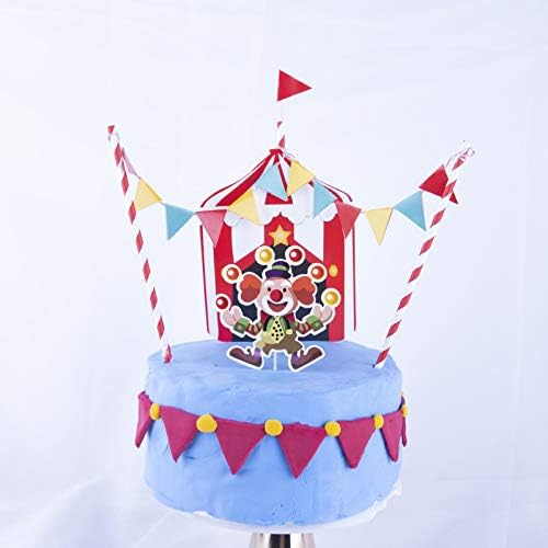 DIY Happy Birthday Circus Carnival Theme Cake Decoration Set For Kids Party Decoration Clown Flags Banner Props
