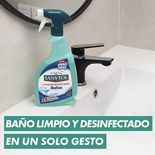 Sanytol – Limpiador Desinfectante Antical Baños, Elimina Bacterias, Hongos y Virus Sin Lejía, Perfume Eucaliptus - Pack de 4 x 750 ML = 3L - imagen 3