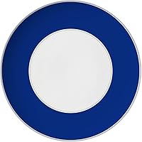 Vista 2 de Juego de cubiertos vintage de porcelana de hueso a rayas azules para hotel, restaurante, plato de cena, plato de pasta para carne, compota