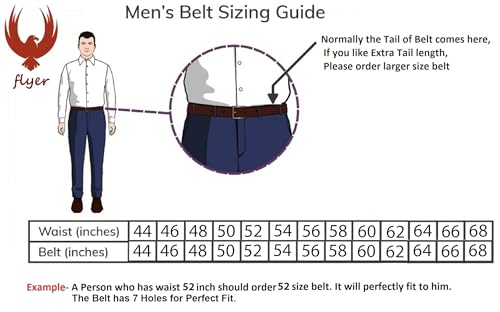 Image of Flyer Genuine Leather Oversize Belt for Men - Plus Size Waist 44 to 72 Inch - Heavy Duty XL Leather Belt Brown with Pin Buckle - Adjustable Big and Tall Waist Belt - Gift Box & 2-Year Warranty - BR908