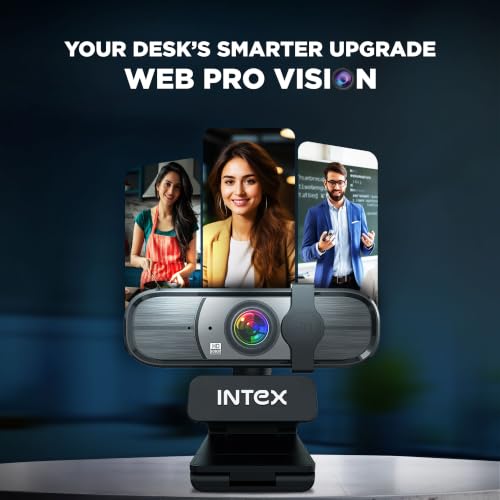 Image of Intex Web Pro Vision Full HD 1080P USB Webcam with Microphone | 360 Rotation | Privacy Shutter | Plug & Play USB Camera for Laptop, Desktop, Online Classes, Video Calls & Streaming