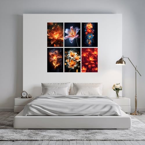 Image of SiddArtify Floral Wall Art Poster Print Set - Modern Flower Prints for Living Room Bedroom Office Decor - 8x12 Sticker Pack of 6