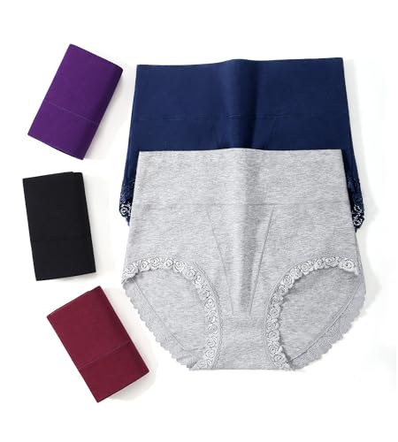 Image of Women's Cotton Underwear,Ladies Soft Stretch Tummy Control Comfy No Muffin Panties Boyshorts