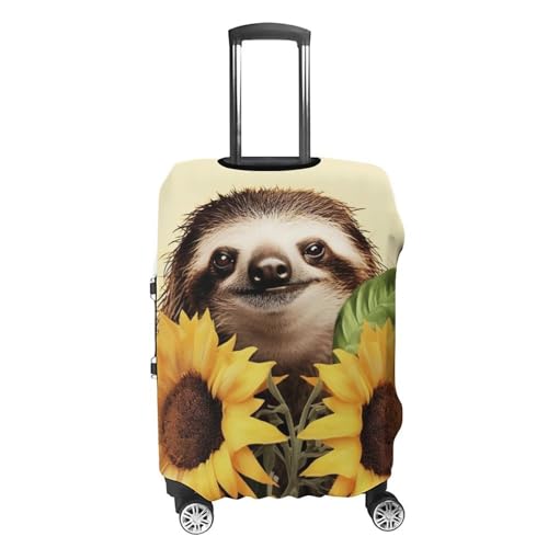 Sloth Sunflower Suitcase Covers Luggage Protector - Travel Elastic Baggage Case Protective, Washable Anti-scratch Large Suit Case Cover for Suitcases Fits 19-32 Inch Luggages L4